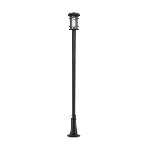 Z-Lite Jordan 1 Light Outdoor Post Mounted Fixture, Black And Clear Seedy 570PHB-557P-BK